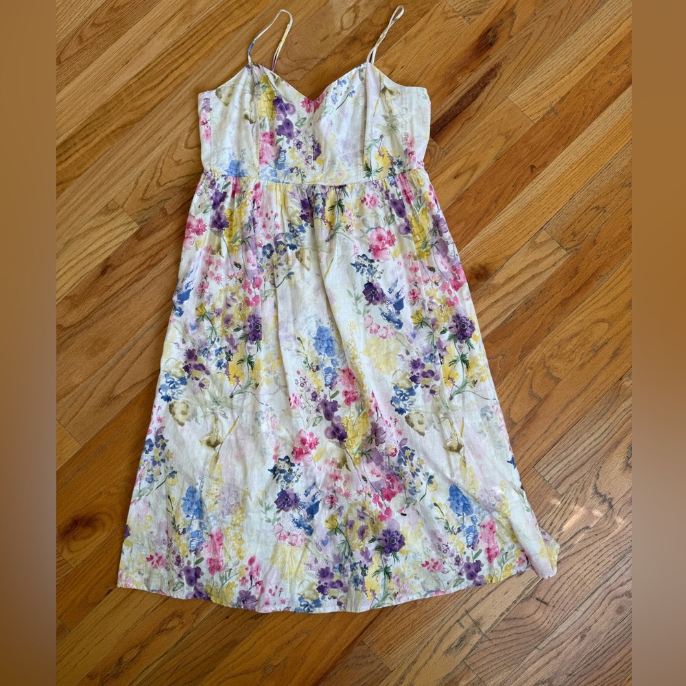 H&M linen blend floral midi dress